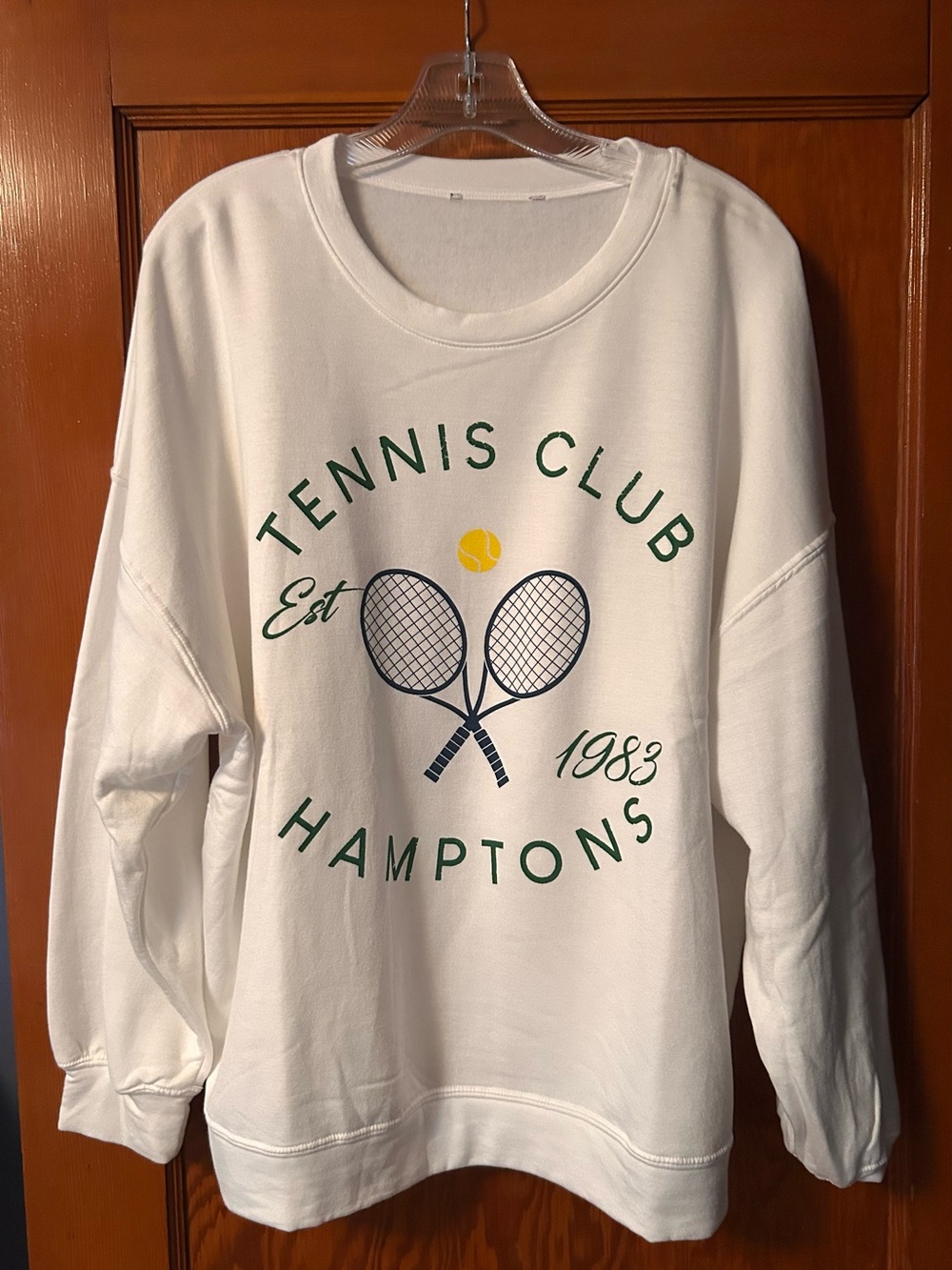 T.J.Maxx White "Tennis Club Hamptons" Graphic Sweatshirt